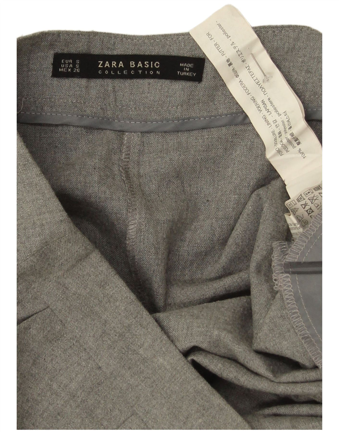 Женские брюки-капри Zara, маленькие W26 L19, серый полиэстер с крапинками