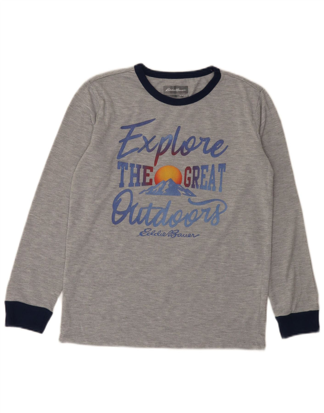 Топ с рисунком Eddie Bauer для мальчиков, 10–11 лет, средний серый в крапинку, с длинными рукавами