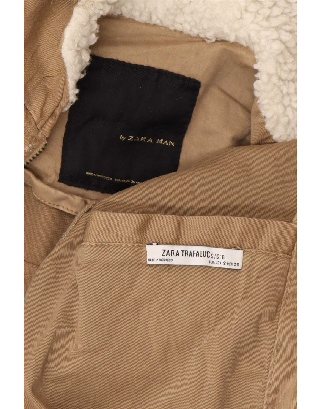 Мужская парка с капюшоном Zara UK 36, маленькая, бежевая