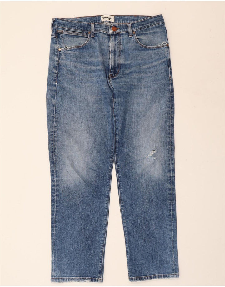 Мужские прямые джинсы WRANGLER W34 L30, синий хлопок