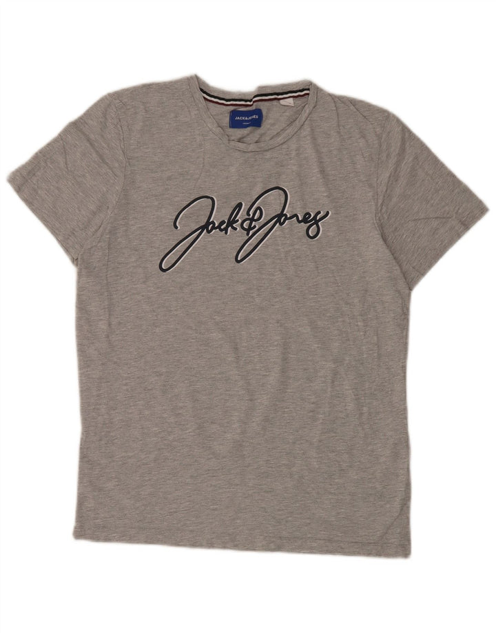 Мужская футболка с рисунком Jack & Jones, маленький серый хлопок