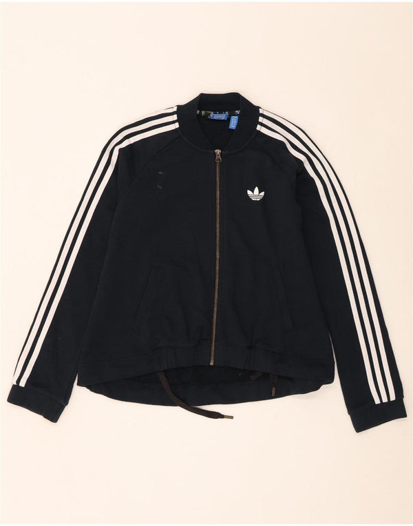 Женский спортивный костюм Adidas с графическим рисунком, верхняя куртка UK 8, маленький черный хлопок