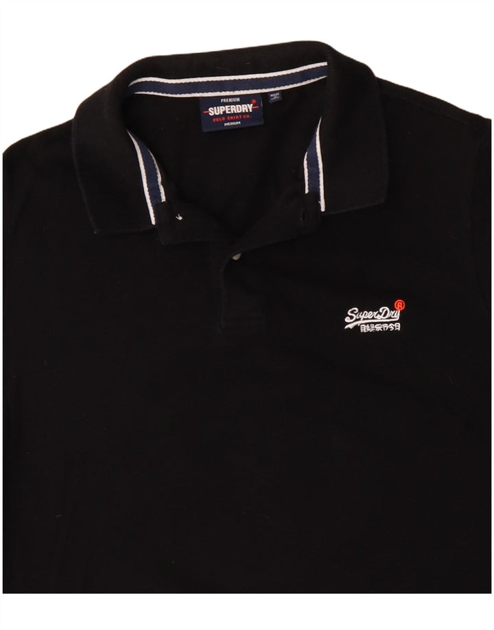 Мужская рубашка-поло Superdry среднего размера, черная, хлопок