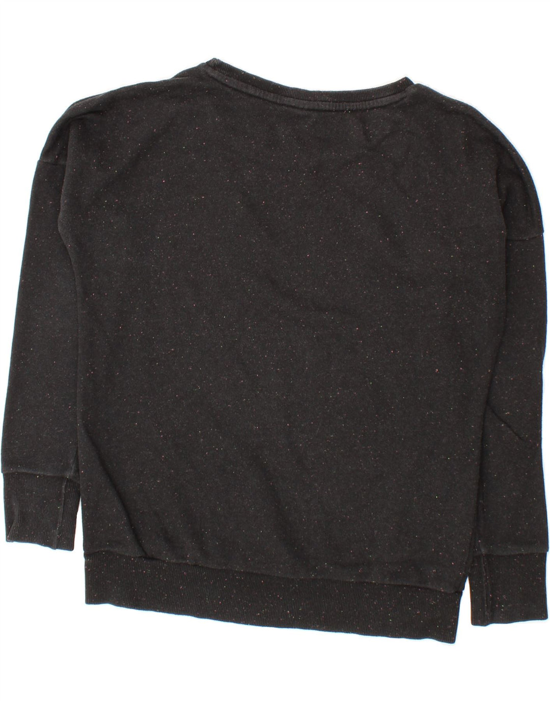 PUMA Womens Oversized Sweatshirt Jumper UK 14 Large  Black Flecked Cotton Vintage Puma and Second-Hand Puma from Messina Hembry 