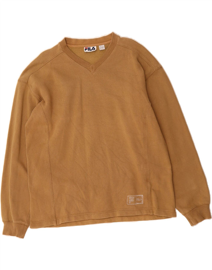 FILA Mens Sweatshirt Jumper IT 52/54 Large Beige Cotton Vintage Fila and Second-Hand Fila from Messina Hembry 