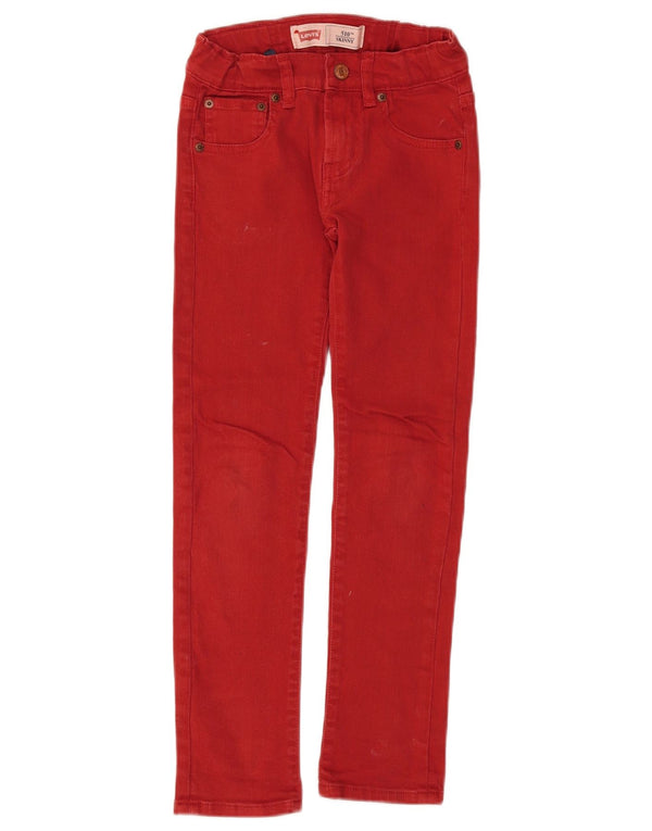 LEVI'S Girls 510 Skinny Jeans 7-8 Years W23 L23 Red Cotton