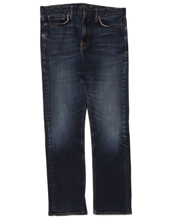 Marks & Spencer Womens Blue Harbour Straight Jeans W36 L31 Navy Blue Cotton