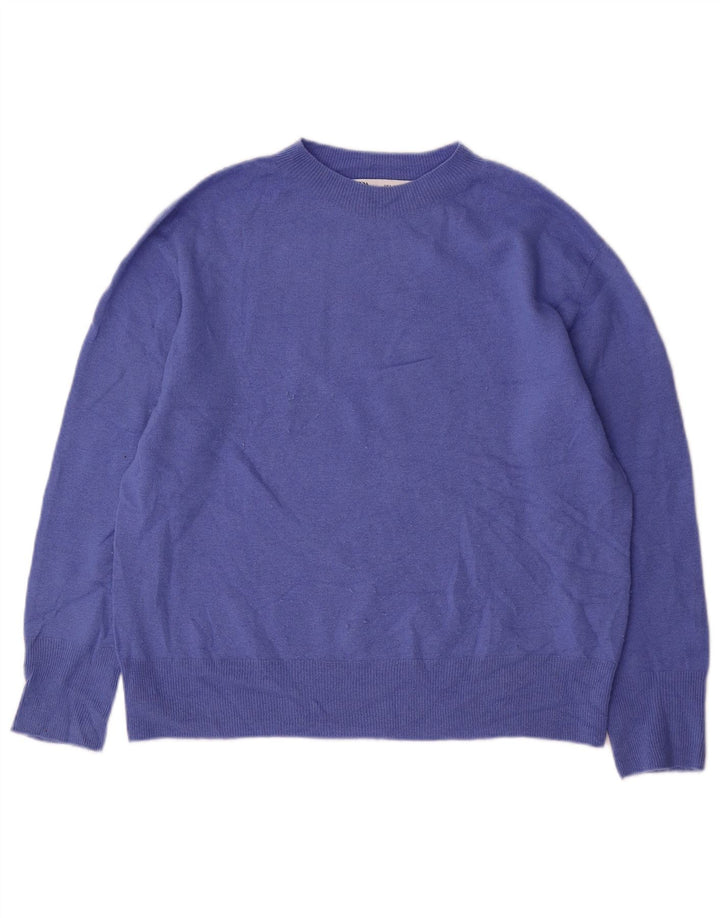 Женский свободный джемпер с круглым вырезом Zara UK 10, маленький синий шерстяной свитер