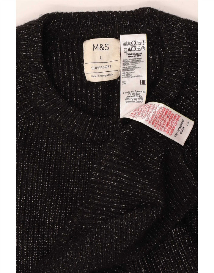 Мужской джемпер с круглым вырезом Marks & Spencer, большой черный полиамид с крапинками
