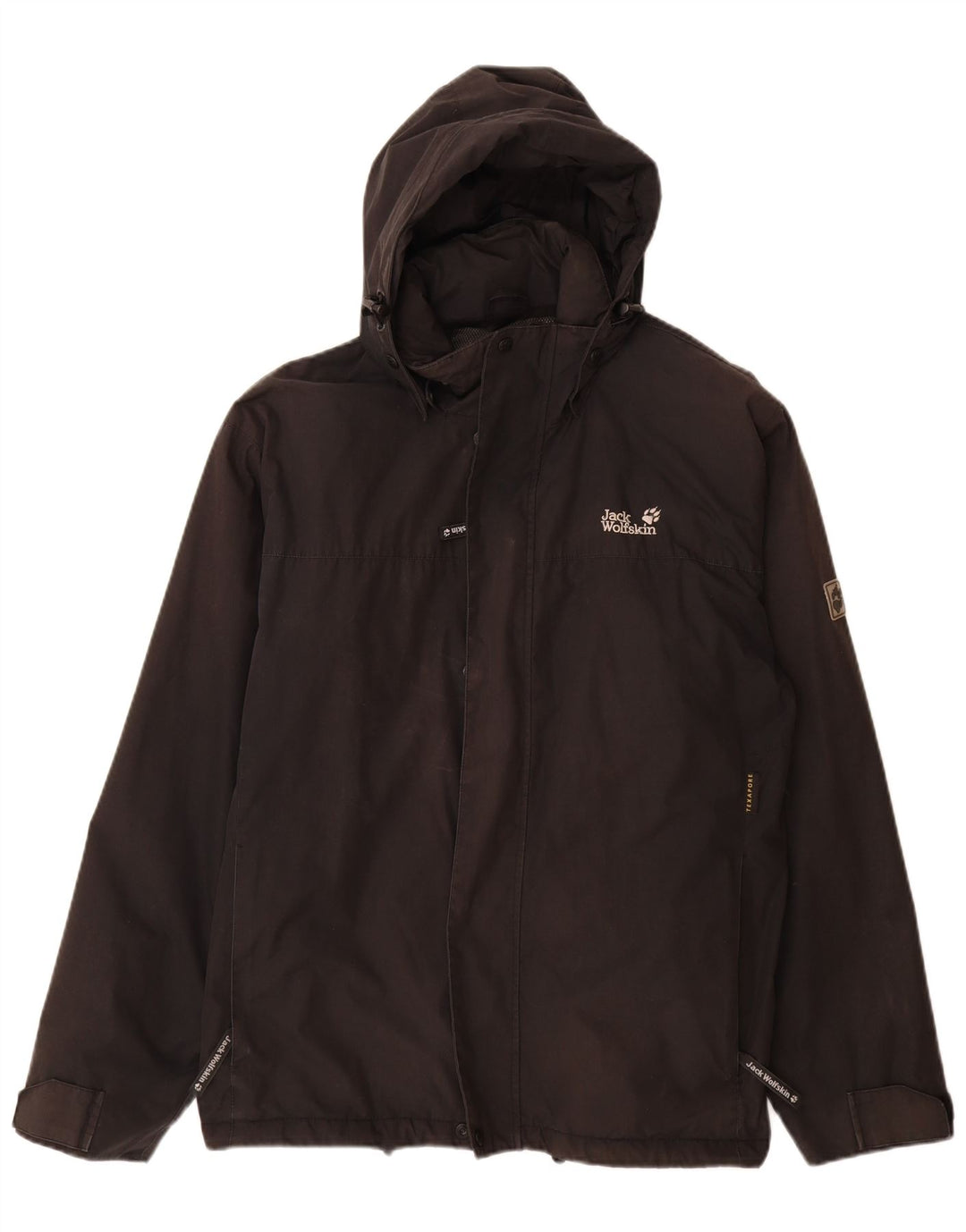 Мужская ветровка Jack Wolfskin с капюшоном, Великобритания, 40/42, большой черный полиэстер