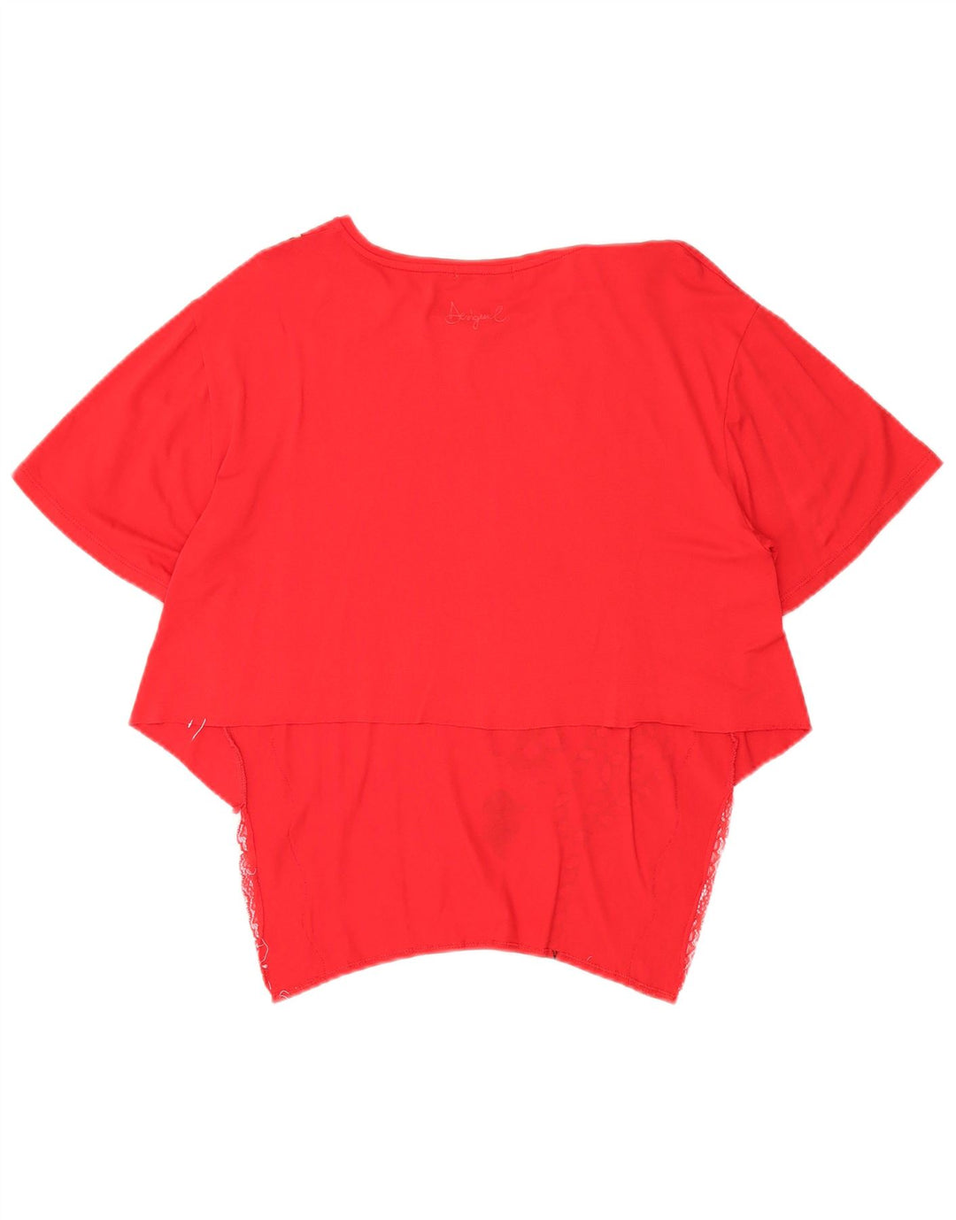 Женская асимметричная блузка DESIGUAL UK 14, большой красный цветочный принт