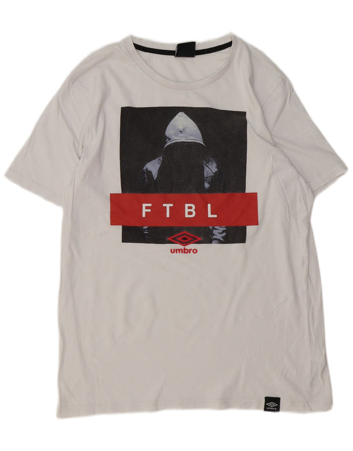 UMBRO Mens Graphic T-Shirt Top XL White Cotton