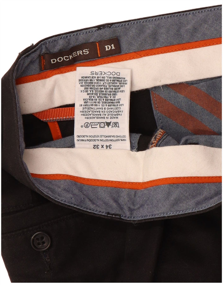 Мужские прямые брюки-чиносы Dockers W34 L30, черные, хлопковые