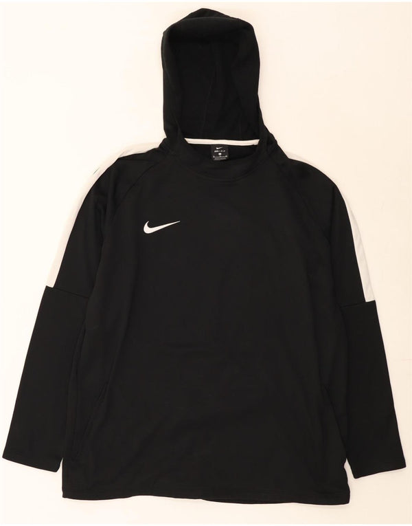 Мужской топ с капюшоном Nike Dri Fit с длинным рукавом XL, черный полиэстер с цветными блоками