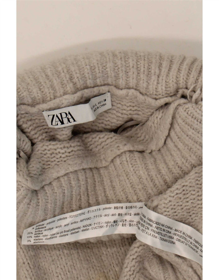 Женский свободный джемпер с высоким воротником Zara UK 14, большой серый полиэстер