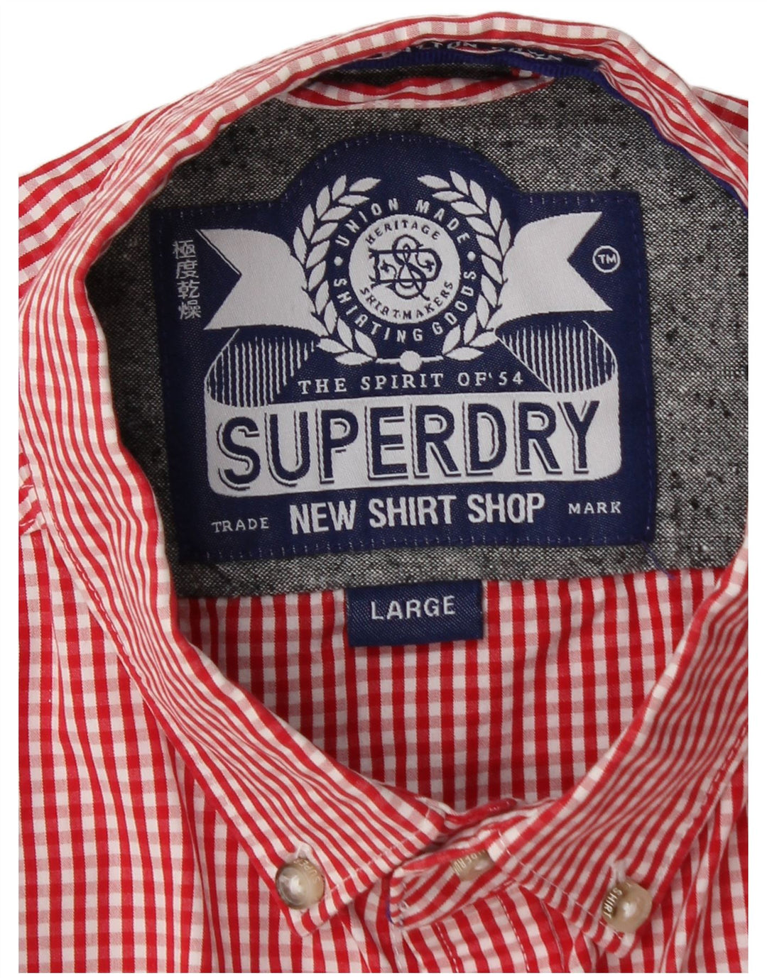 SUPERDRY Мужская рубашка с коротким рукавом, большой красный хлопок в мелкую клетку
