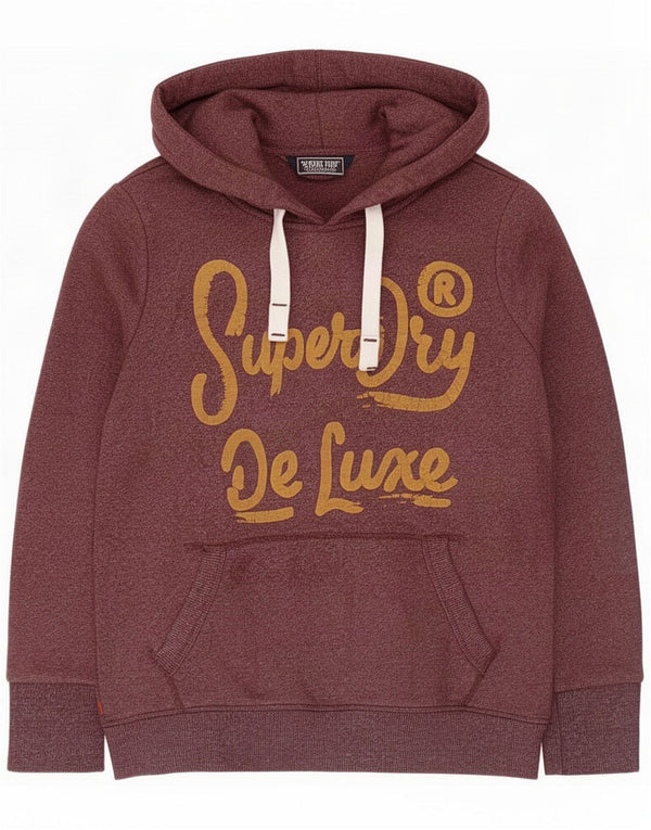 Superdry Мужской джемпер с капюшоном с рисунком, маленький бордовый хлопок с крапинками