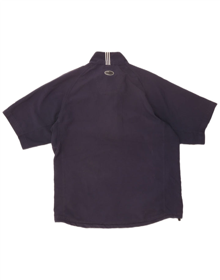 Adidas Мужской пуловер с коротким рукавом и воротником-молнией, спортивный костюм, средний темно-синий