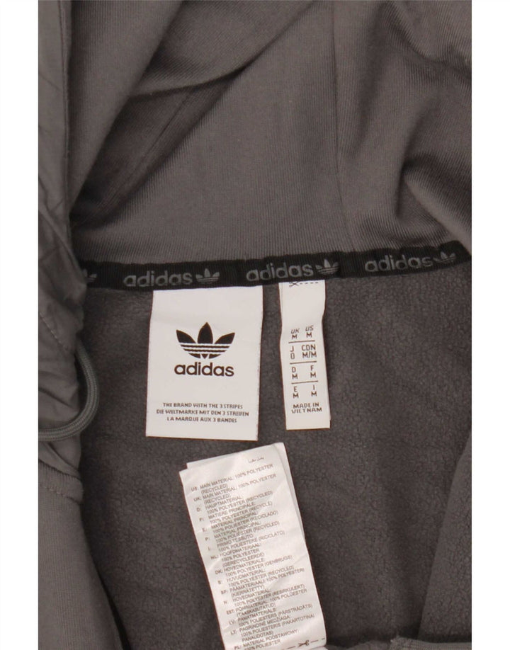 Мужской свитер с капюшоном на молнии Adidas среднего серого цвета из полиэстера с цветными блоками
