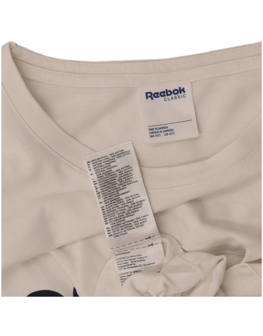 Мужская классическая футболка с рисунком Reebok, большой белый хлопковый топ
