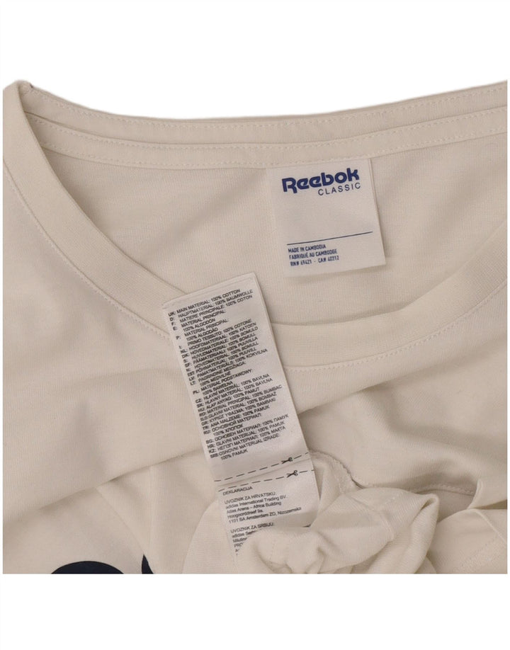 Мужская классическая футболка с рисунком Reebok, большой белый хлопковый топ