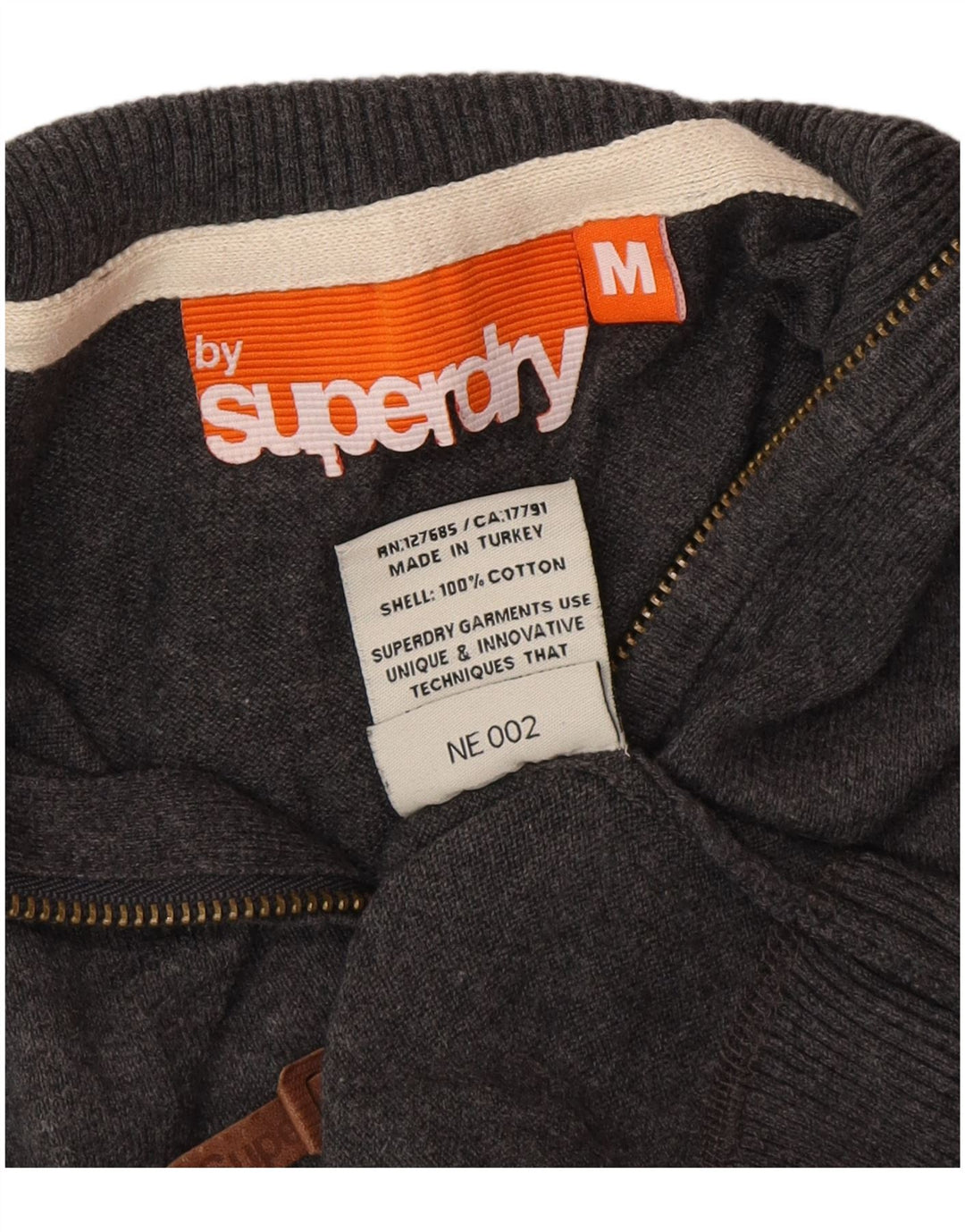 Мужской джемпер с воротником на молнии Superdry, хлопковый свитер среднего серого цвета