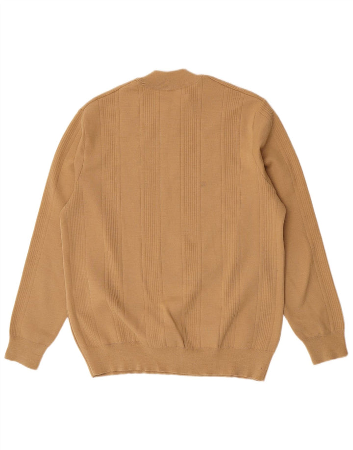 Винтажный мужской свитер с круглым вырезом, средний коричневый