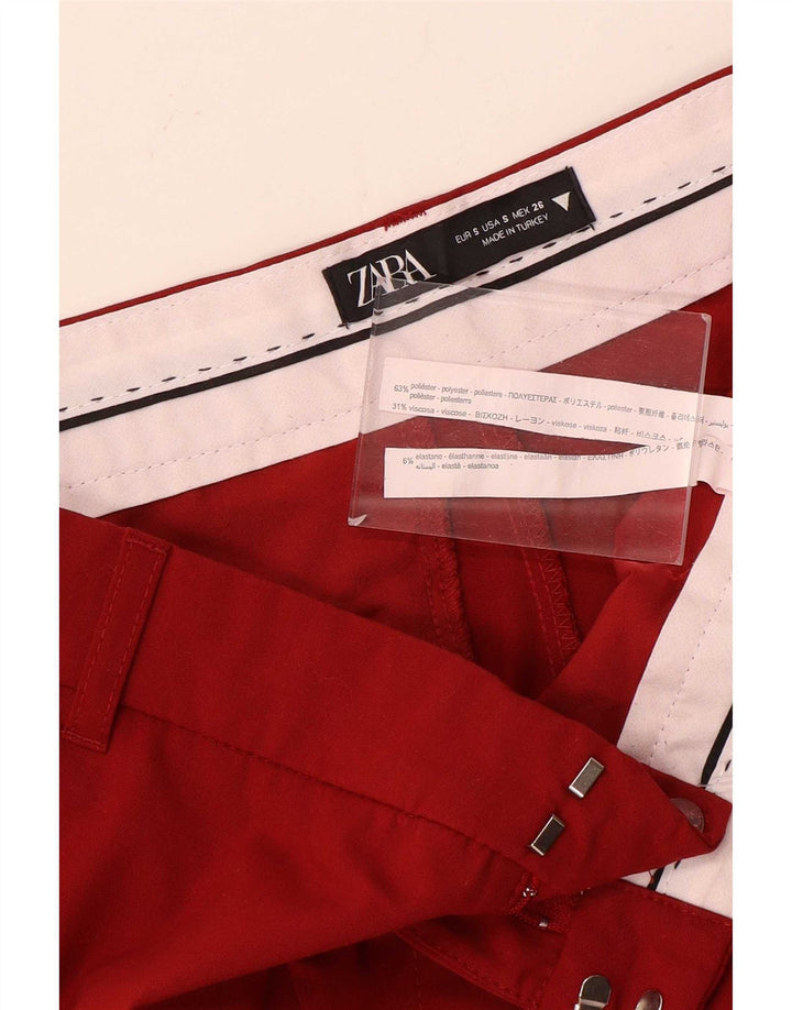 Женские брюки чинос Zara Bootcut, маленькие W26 L33, красный полиэстер