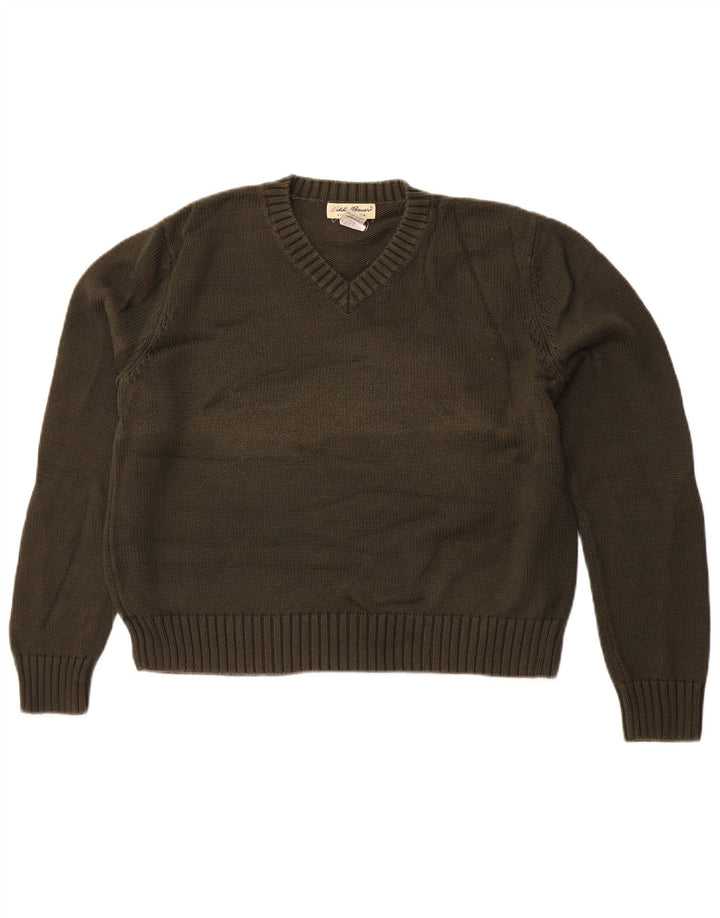 Женский укороченный джемпер с v-образным вырезом EDDIE BAUER, Великобритания 16, большой зеленый хлопок