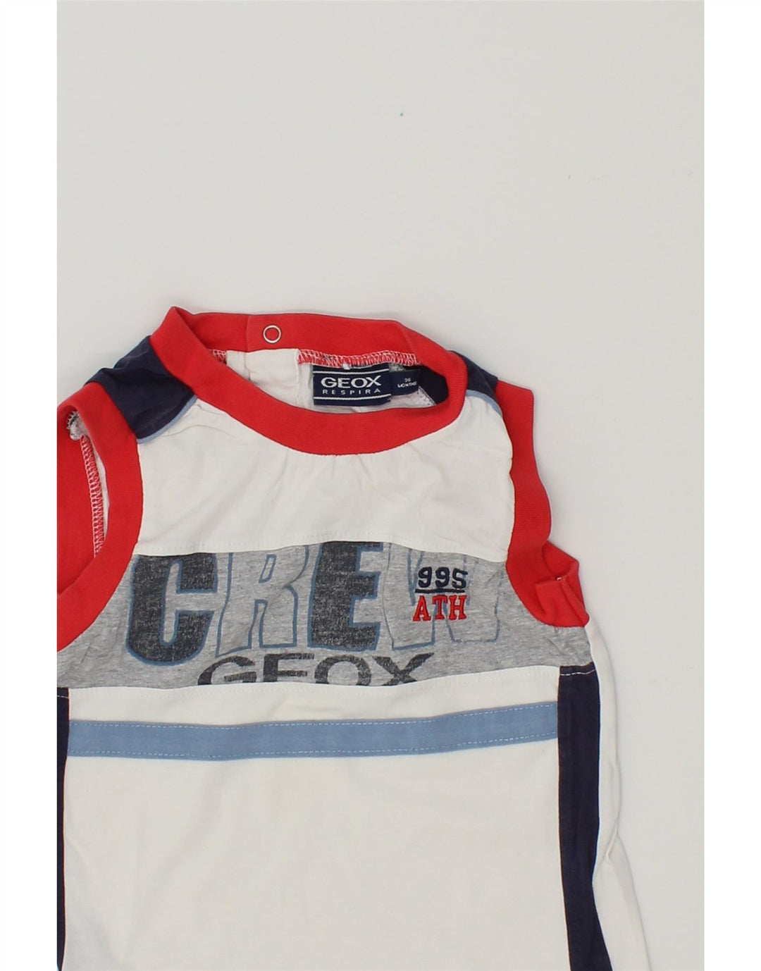 GEOX Boys Graphic Vest Top 2-3 Years White Colourblock Cotton Vintage Geox and Second-Hand Geox from Messina Hembry 
