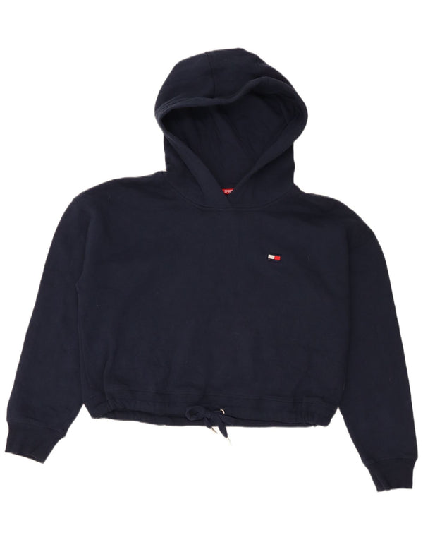 Женский укороченный джемпер с капюшоном Tommy Hilfiger UK 16, большой темно-синий