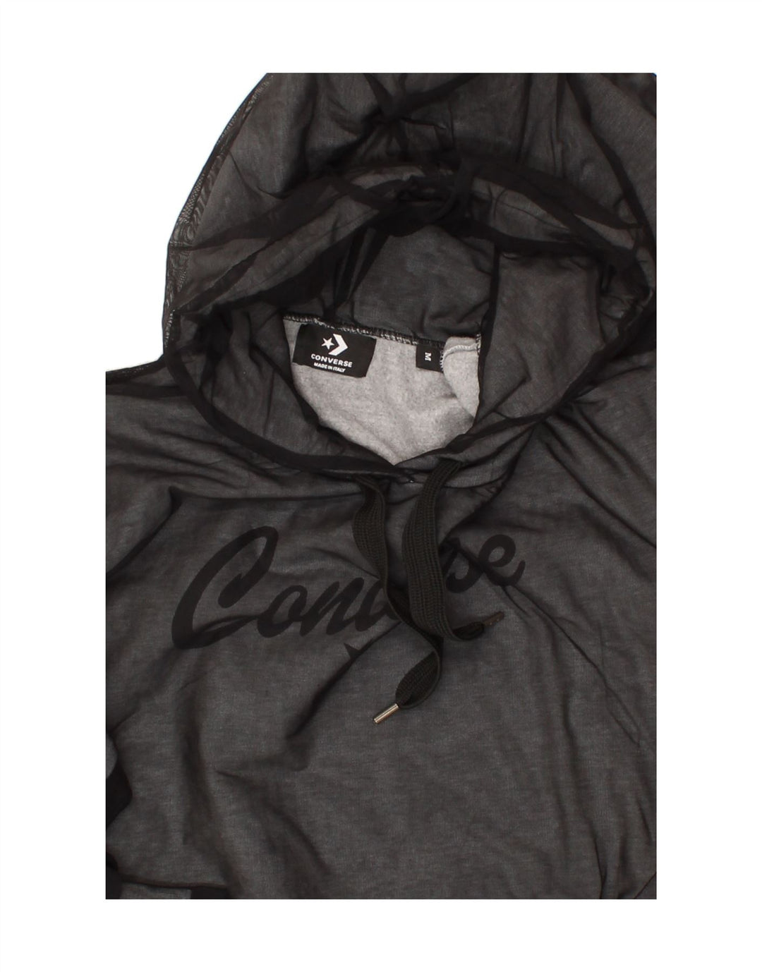 CONVERSE Womens Graphic Hoodie Jumper UK 12 Medium Grey Cotton Vintage Converse and Second-Hand Converse from Messina Hembry 
