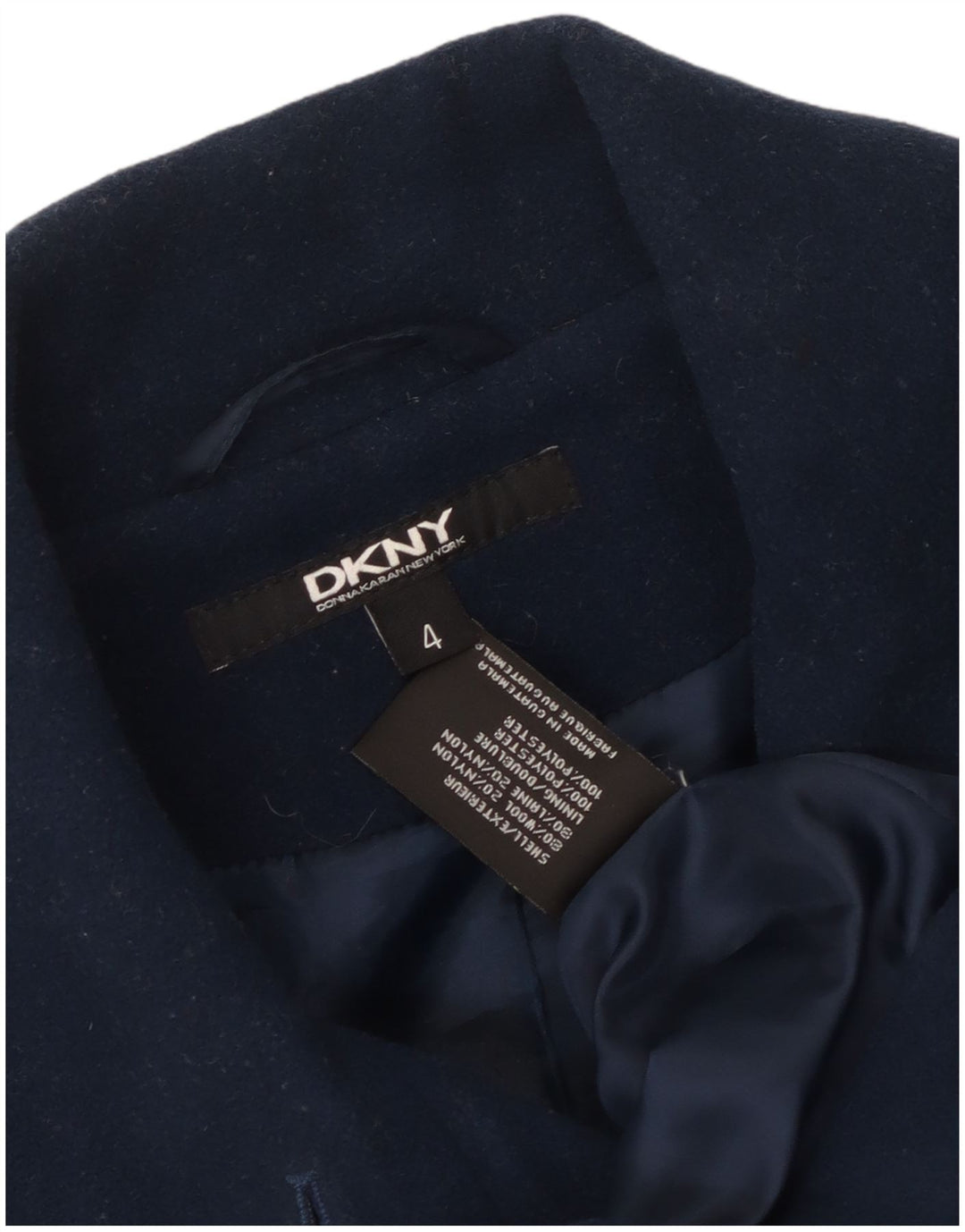 Женское пальто Dkny US 4, маленькое темно-синее шерстяное пальто