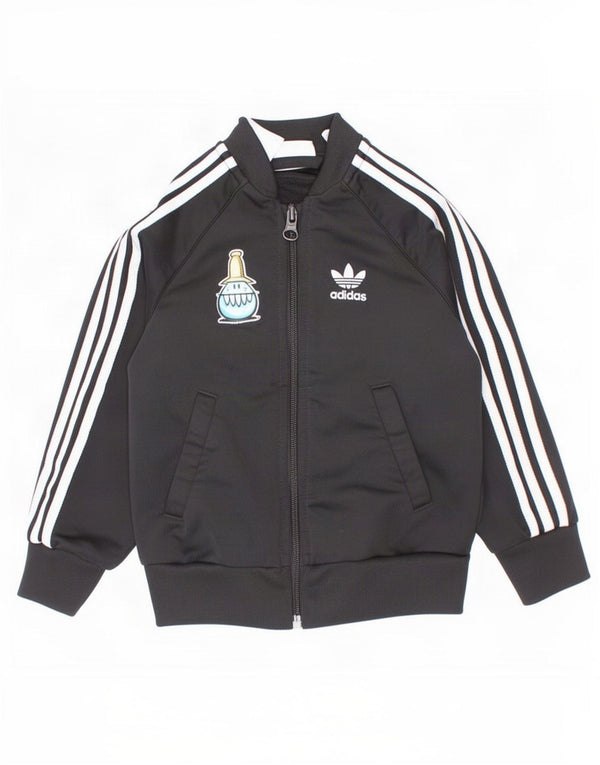 Спортивный костюм Adidas для маленьких мальчиков с графическим рисунком, верхняя куртка 18-24 месяцев, черный полиэстер