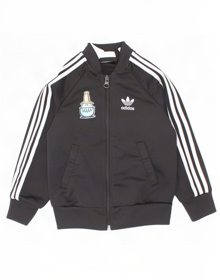Спортивный костюм Adidas для маленьких мальчиков с графическим рисунком, верхняя куртка 18-24 месяцев, черный полиэстер