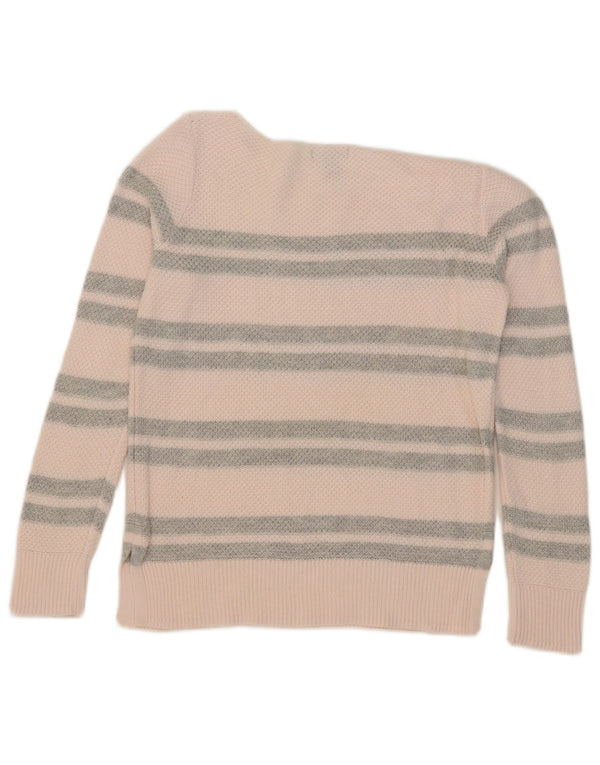 Gap Womens Boat Neck Jumper Sweater UK 14 Medium Pink Striped Cotton