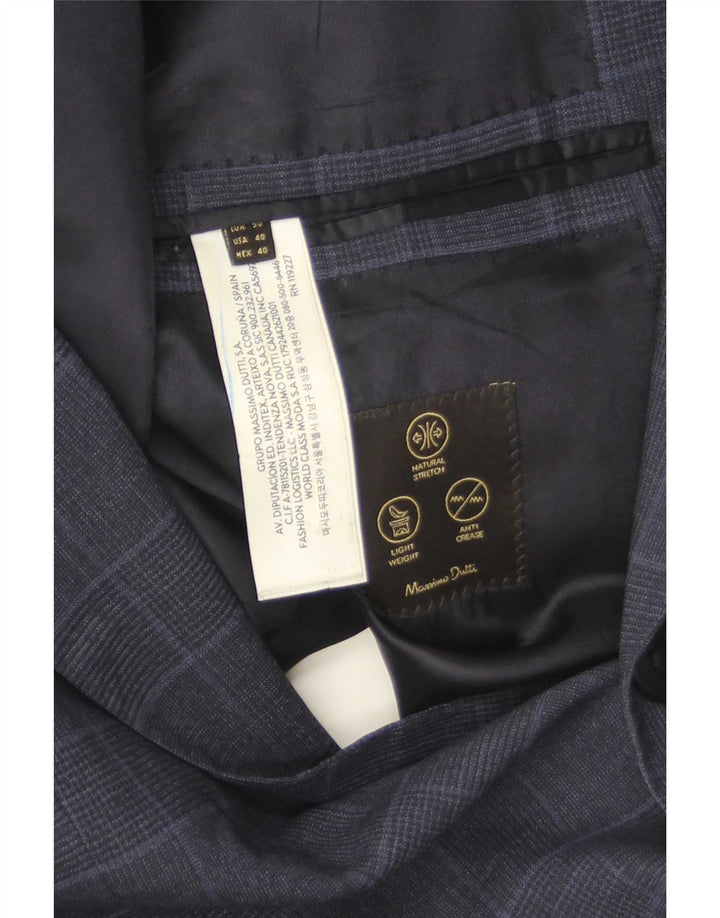 Мужской пиджак Massimo Dutti на 2 пуговицах EU 40, средний темно-синий в клетку, шерстяной