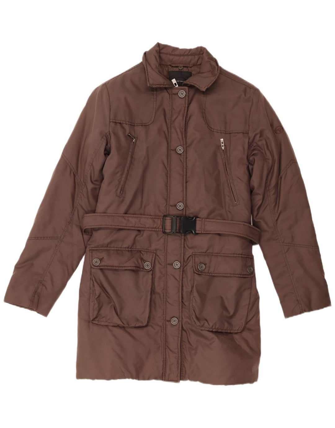 SERGIO TACCHINI Женское стеганое пальто UK 14 Средний Коричневый