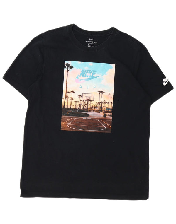 Мужская футболка с рисунком NIKE, большой размер, черный хлопок