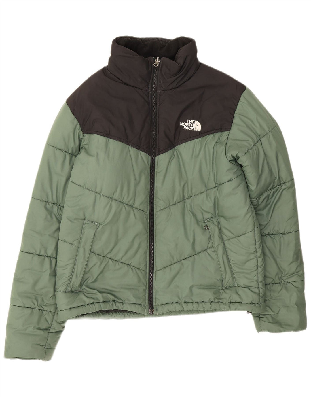 Мужская стеганая куртка The North Face UK 36, маленькая зеленая полиэстер с цветными блоками