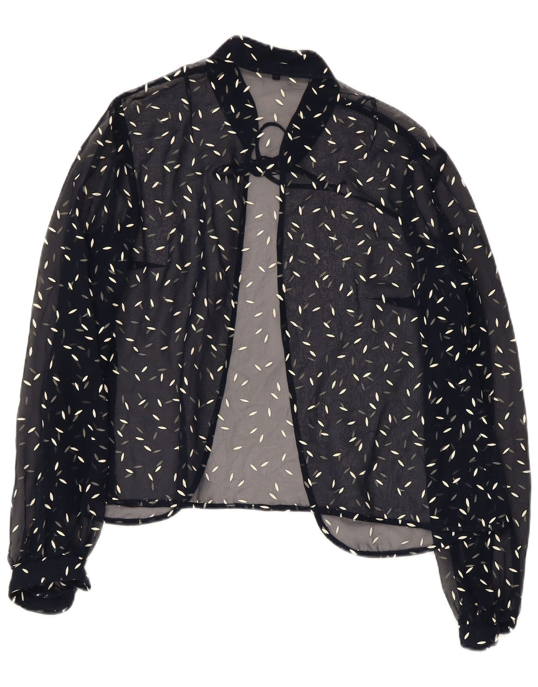 ВИНТАЖНАЯ женская блузка-рубашка с абстрактным узором, Великобритания 22 3XL, темно-синяя