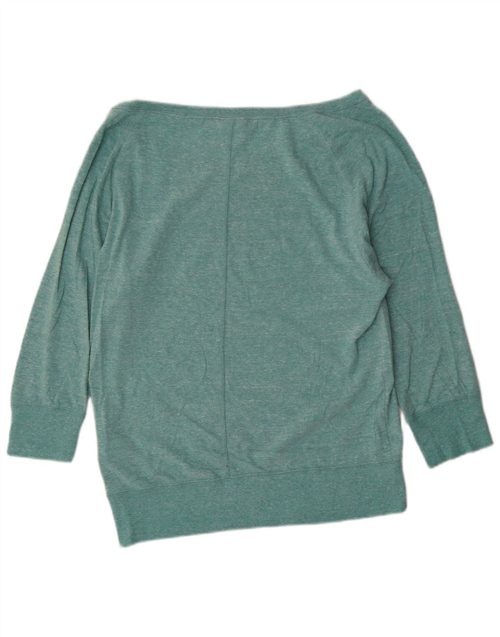 Женский топ с открытыми плечами и графикой Nike с длинным рукавом UK 10, маленький бирюзовый цвет