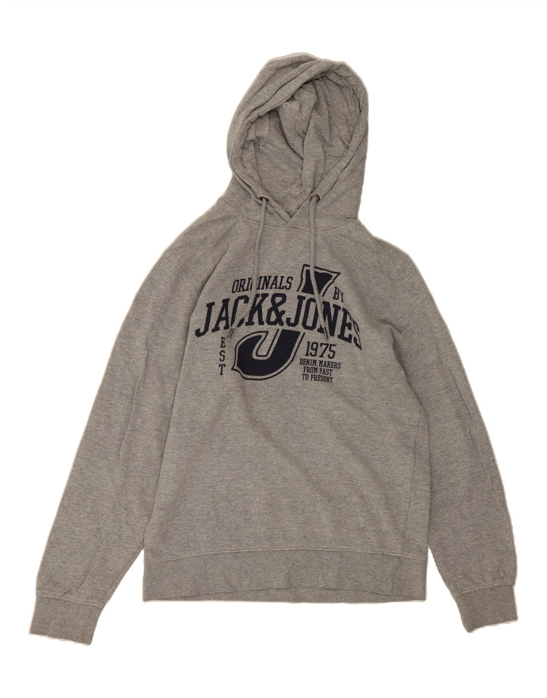 JACK & JONES Mens Graphic Hoodie Jumper Medium Grey Cotton Vintage Jack & Jones and Second-Hand Jack & Jones from Messina Hembry 