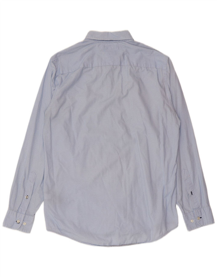 Tommy Hilfiger Мужская рубашка стандартного кроя из хлопка среднего синего цвета в крапинку