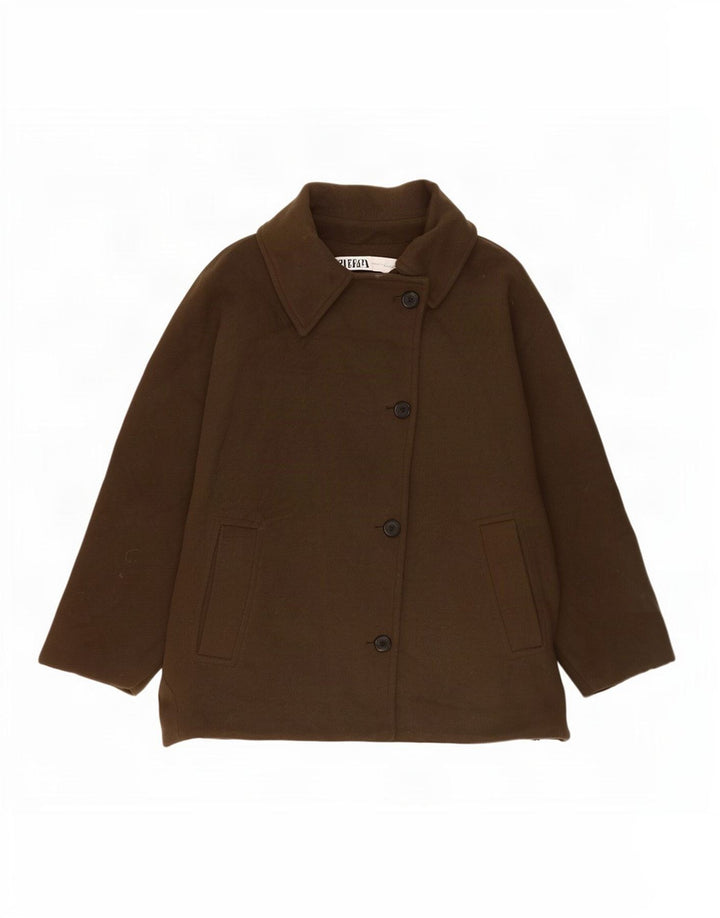 Женская куртка-кейп Zara UK 14, средний цвет хаки, полиэстер