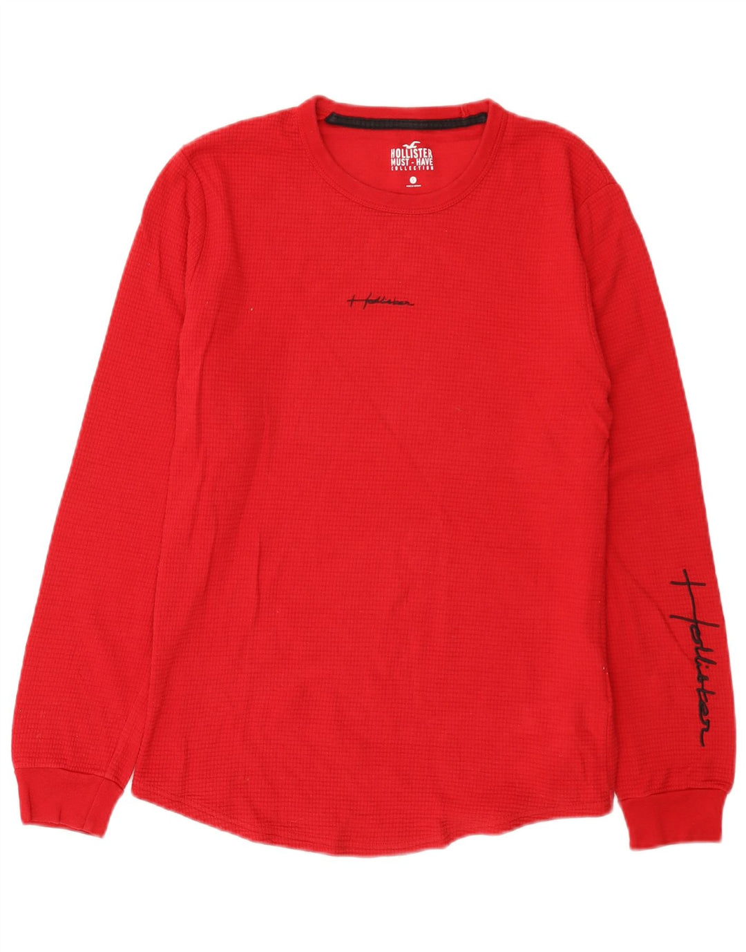 Мужской топ Hollister стандартного размера с длинным рукавом, маленький красный хлопок