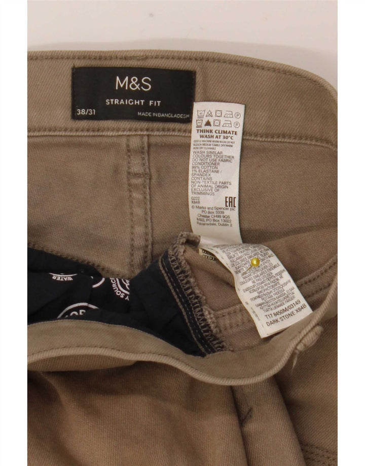 Мужские прямые джинсы Marks & Spencer W38 L31 бежевого цвета, хлопок