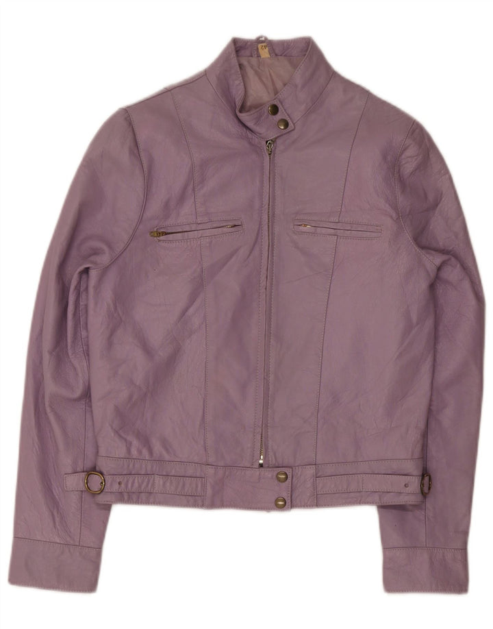 Винтажная женская кожаная куртка-бомбер IT 42 Medium Purple Leather