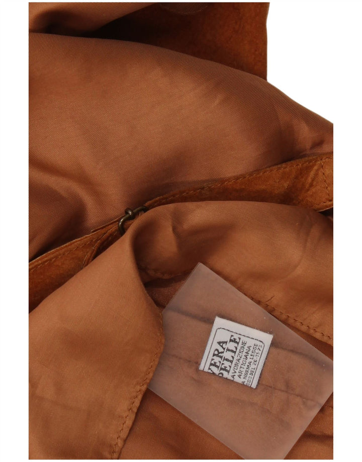 Винтажный женский замшевый жилет UK 16, большой коричневый кожаный размер