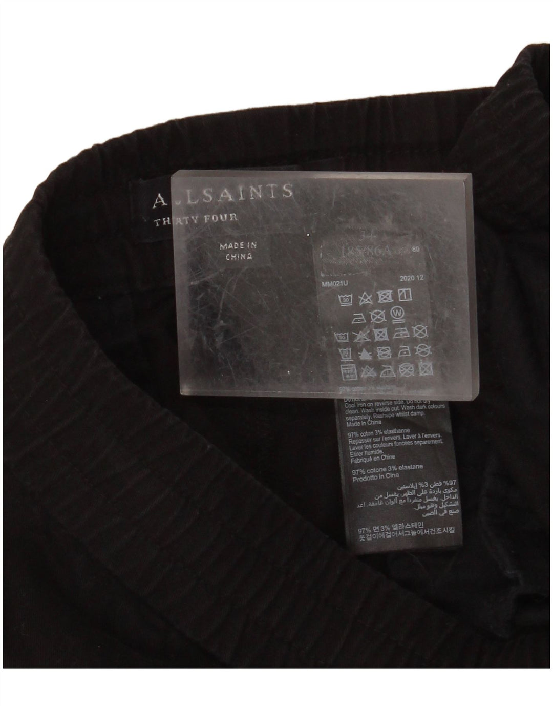 Мужские узкие брюки-чиносы ALL SAINTS, большие черные хлопковые брюки